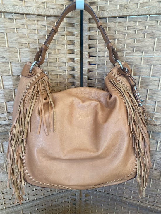 Ralph Lauren Handbags - Authentic Ralph Lauren tan leather fringe shoulder bag